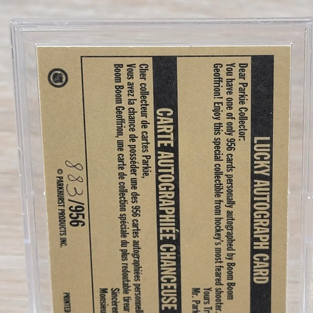 Parkhurst Lucky Autograph Card Boom Boom Geoffrion 883/956 Hockey Signed